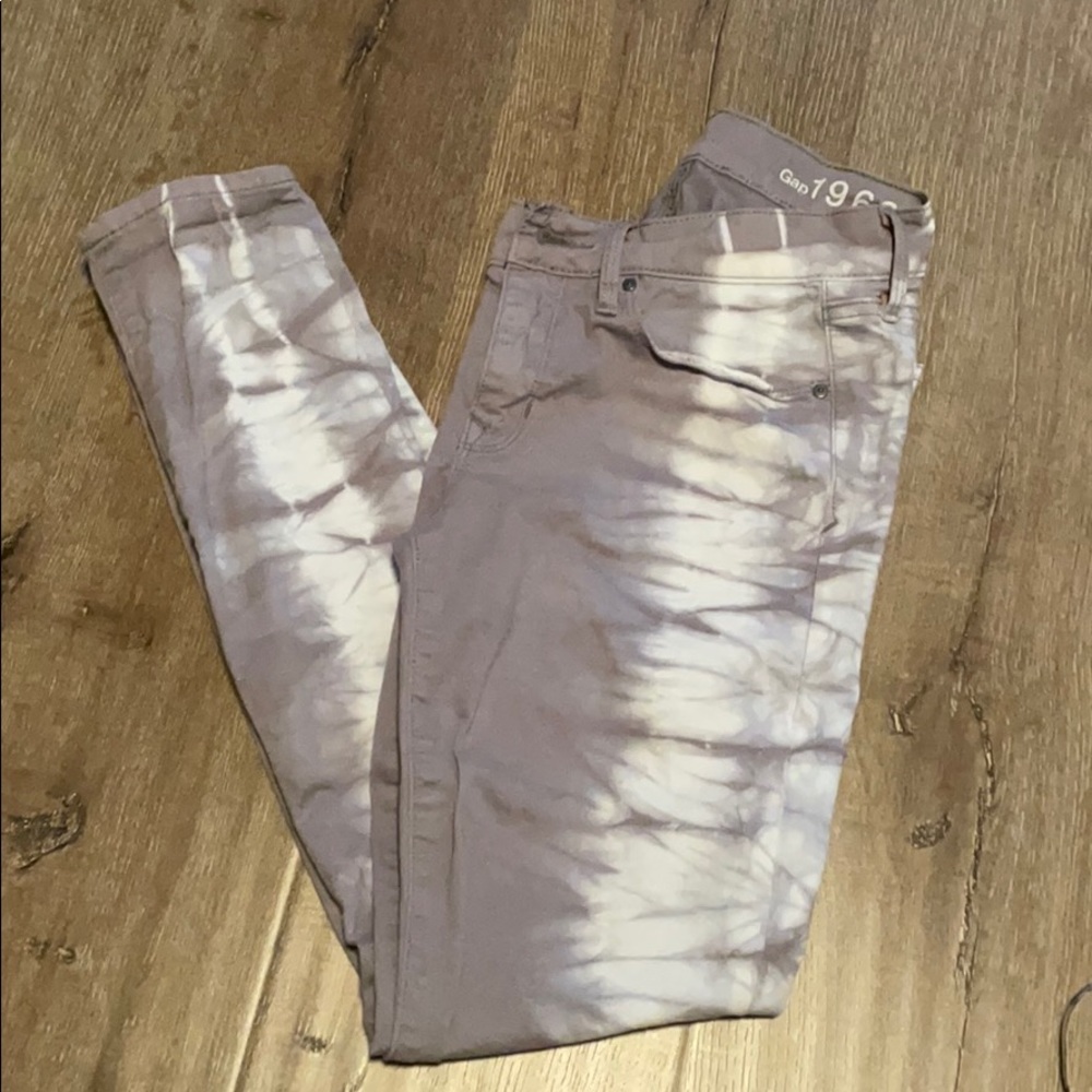 Tie dye gray white tight leggings jeans